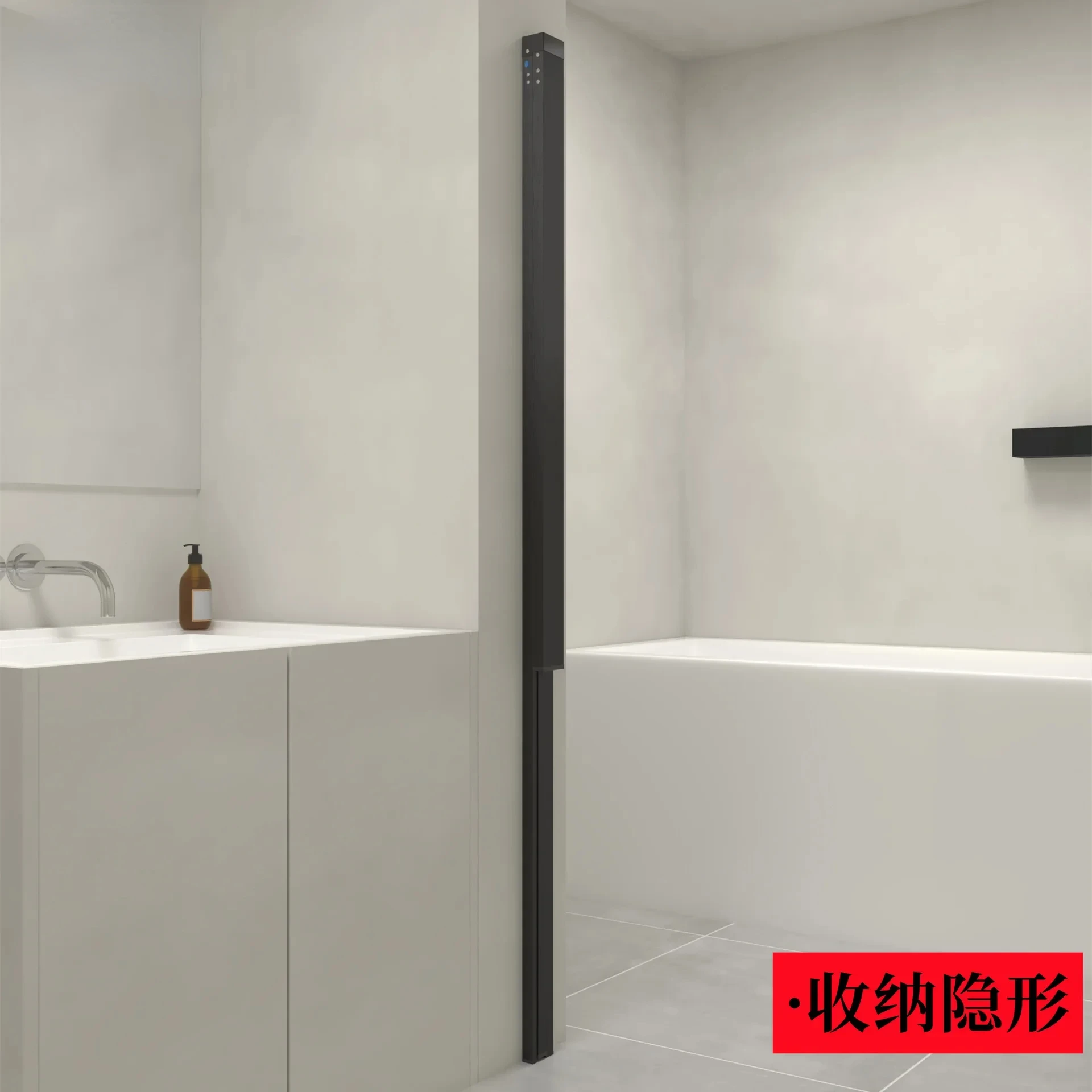 Invisible folding shower curtain bathroom non-perforated bath partition toilet dry and wet separation magnetic shower waterproof