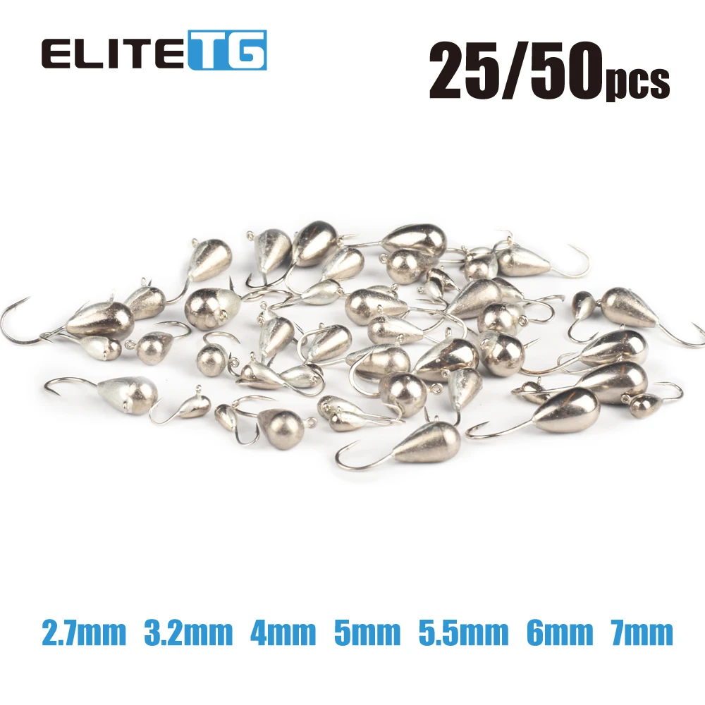 Elite TG Tungsten Mormyshka Ice Jigs,2.5mm-8mm Winter Ice Fishing Soft Lure Tackel Perch Bluegill Walleye Fishing Hooks