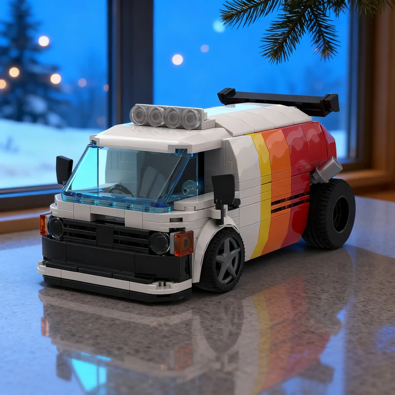 

350pcs MOC Toyota HiAce Custom Carmine City Champions Model Building Blocks Toy Gift Creative Display Collectible Desk Premium