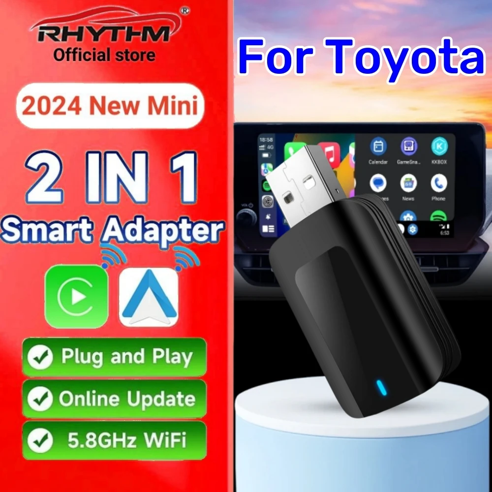 

Wireless Adapter CarPlay Android Auto 2in1 Smart Dongle Play&Plug For Toyota RAV4 Camry Corolla Crown Highlander Tacoma Prius