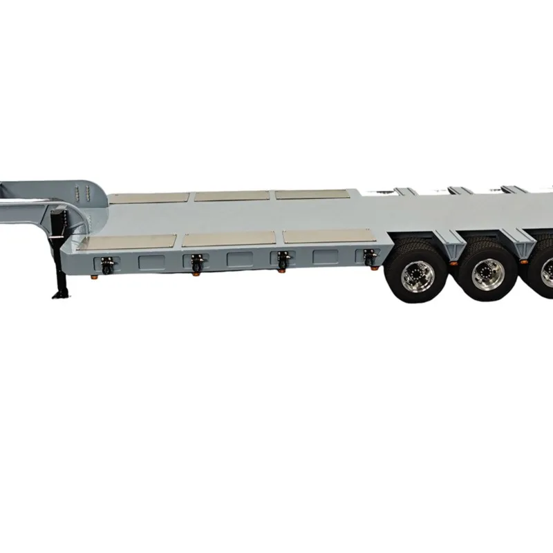 

1/14 Toy RC Trailer Manual Tailboard Metal 4Axles Gooseneck Lowboy for Remote Control Tractor Truck 770S Lorry Vehicle Car Model