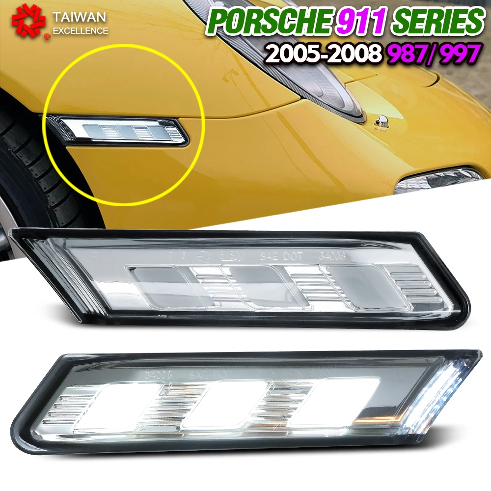 2Pcs LED Side Marker Light For Porsche 997 Cayman Boxster 911 Carrera Targa Turbo 2005-2008 987 Turn Signal Lamp Car Blinker