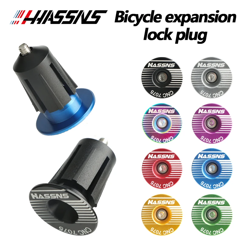 

HASSNS Bicycle Handlebar End Plugs Mountain Bike Lock Cap Handle Grip Expansion Cover Aluminium Alloy Cycling Accessories