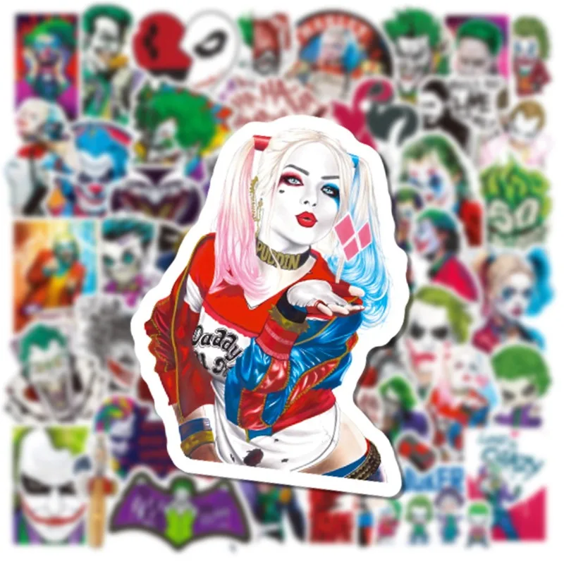 50pcs Joker and Harley Quinn Stickers Suitcase Water Cup Stationery Mobile Phone Scooter Laptop Refrigerator Decoration Stickers