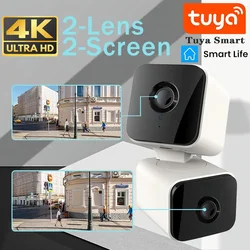 Tuya 4K 8MP PTZ Wi-Fi камера безопасности с двумя объективами уличная беспроводная IP-камера с двойным экраном автоматическое отслеживание видео аудио камера наблюдения