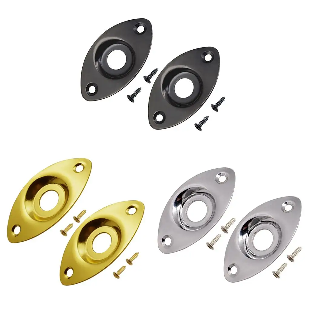Tooyful 2pc Electric Bass Guitar Jack Output Input Socket Cover Plate with 2 Mounting Screws for Oval Style