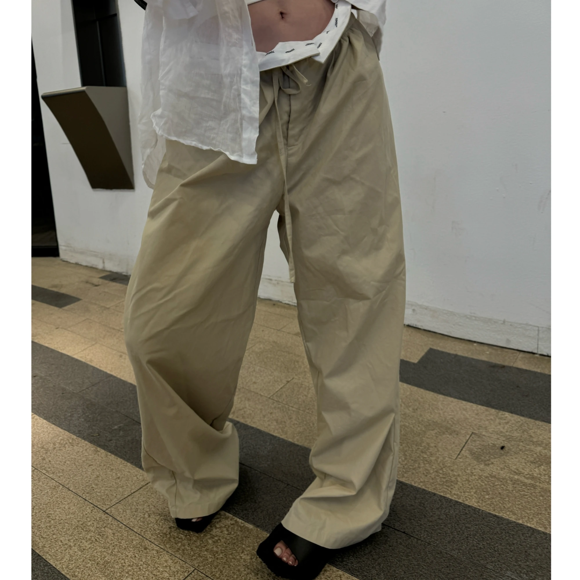 

Женские повседневные брюки свободного кроя с отворотами, из смесового хлопка, удобные, модные