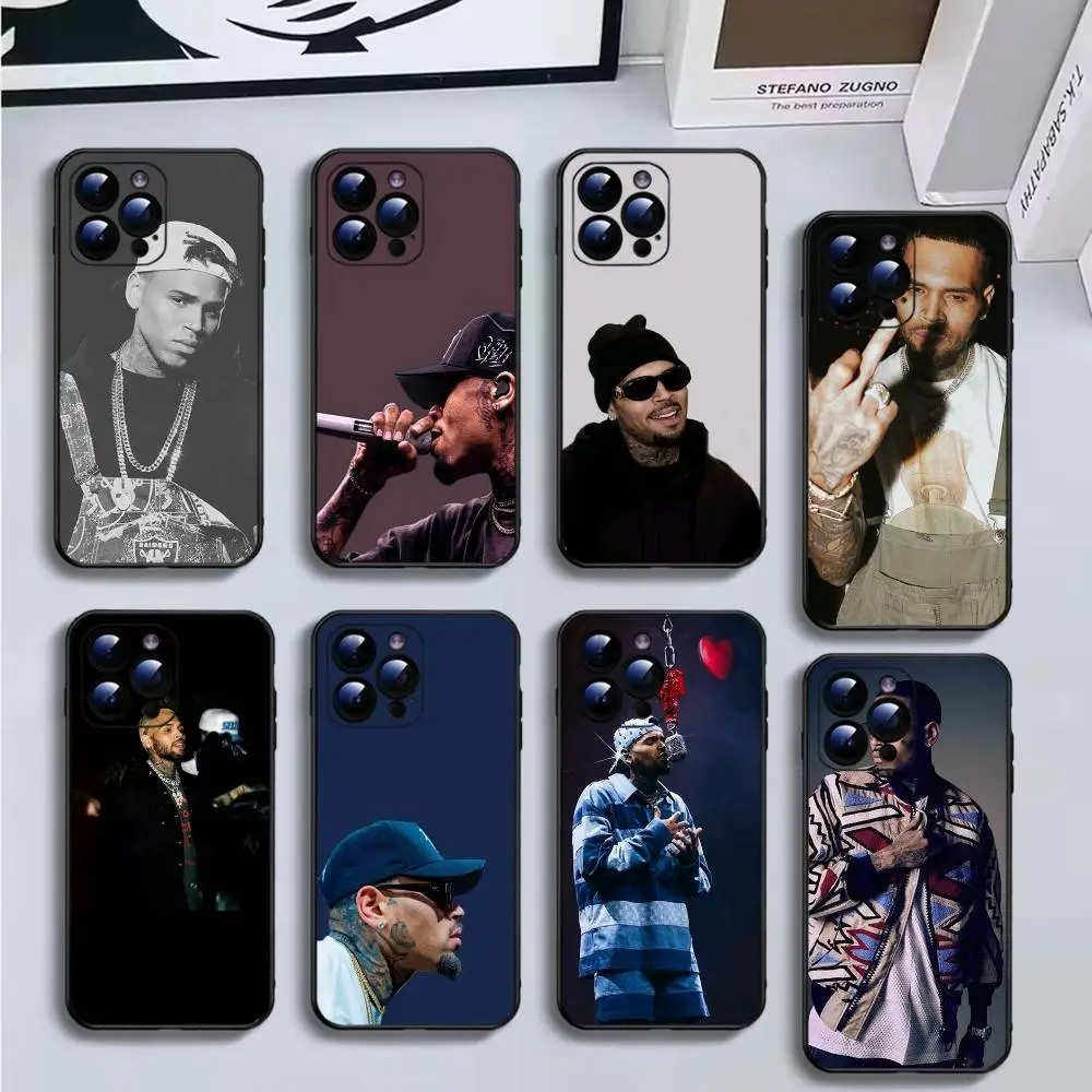 

Singer Rap C-Chris Brown Phone Case For iPhone16,15,14,13,12,11 Plus,Pro Max,XS,X,XR,SE,Mini,8,7,Soft Silicone Black Cover