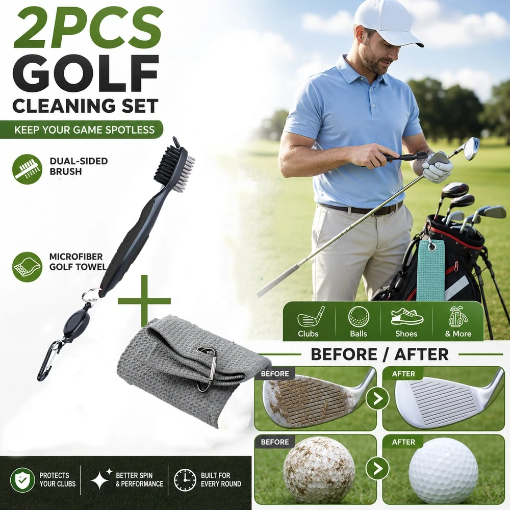 Golf Equipment Essentials - Perlengkapan Pembersih Tongkat Golf: Handuk +
