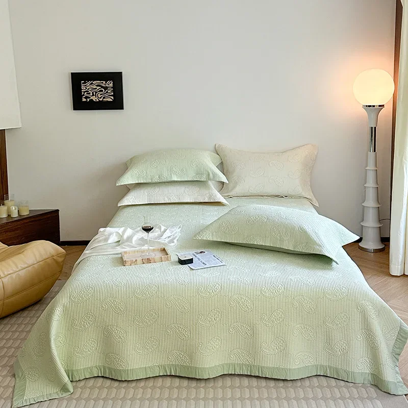 Cooling Quilt Bedspread Set Full Queen Size 3PCS Silky Lyocell Fabric Summer Lightweight 1PC Quilted Blanket for Bed Comforter