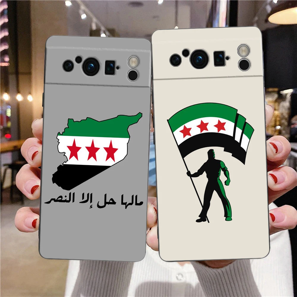 Phone Case For Google Pixel 9 8 8A 7 7A 6 Pro XL 6A 5G Black Soft Shockproof Back Cover TPU Shell Syria flag