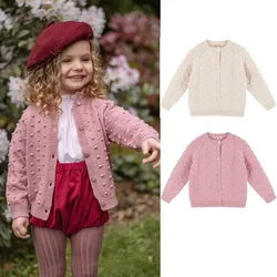 Lovely Toddler Girls Knitted Cardigan Cotton Knit Baby Girls Sweater Spring Autumn Winter Kids Outerwear