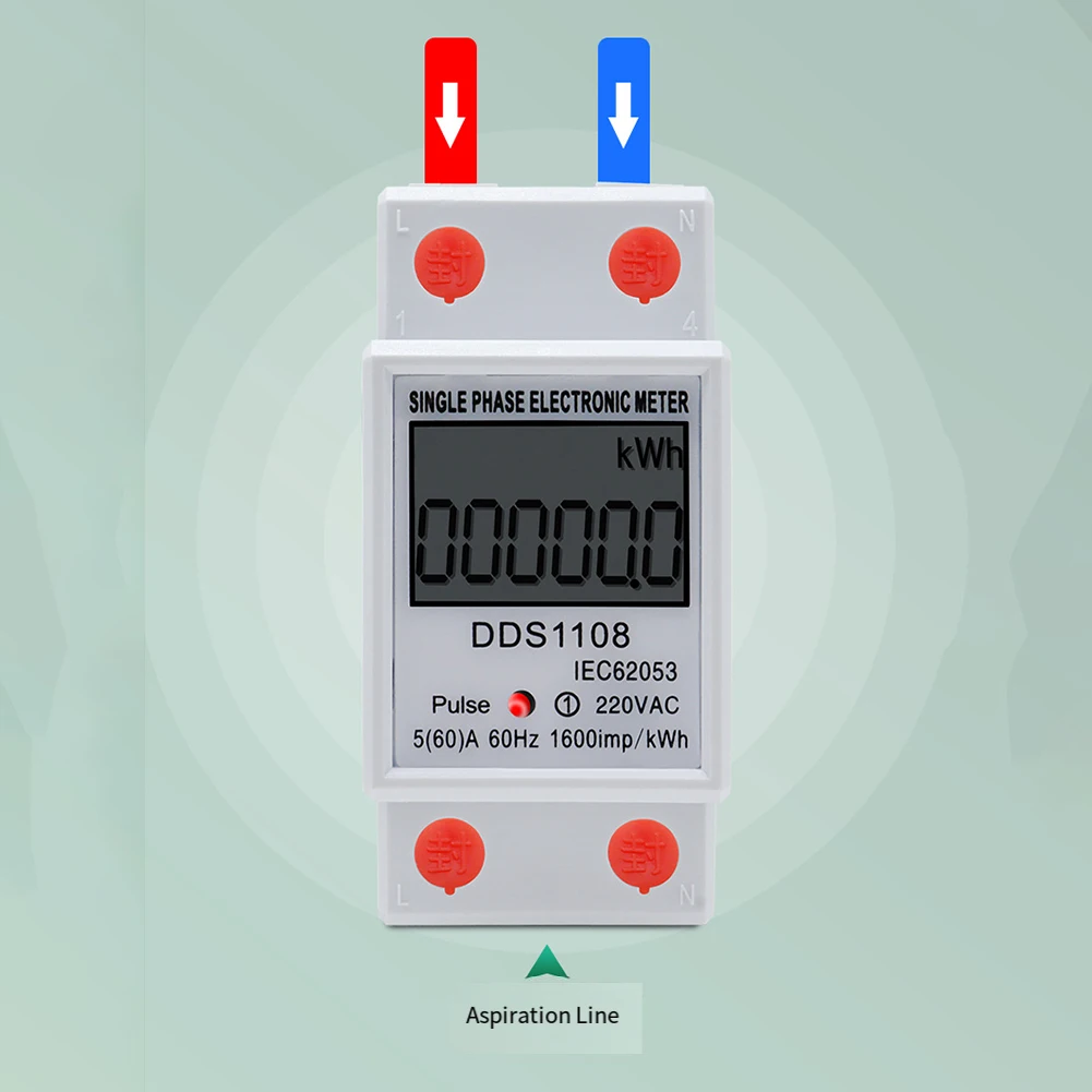 AC220V 80A Single Phase Digital Energy Meter DDS1108 2P with LCD Display and Non Volatile Memory for Consistent Energy Recording