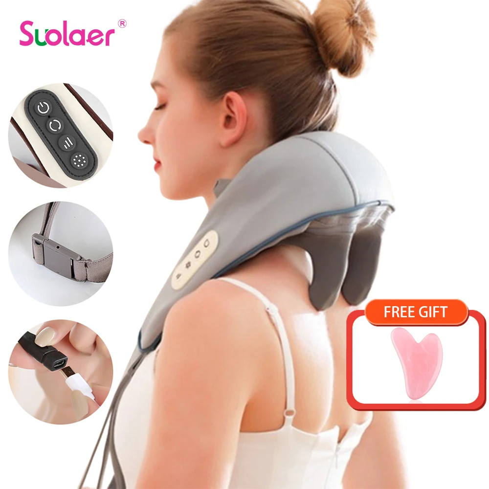 Wireless Neck And Shoulder Kneading Massage Pillow Electric Neck And Back Massager Trapezius Neck Cervical Back Massage Shawl