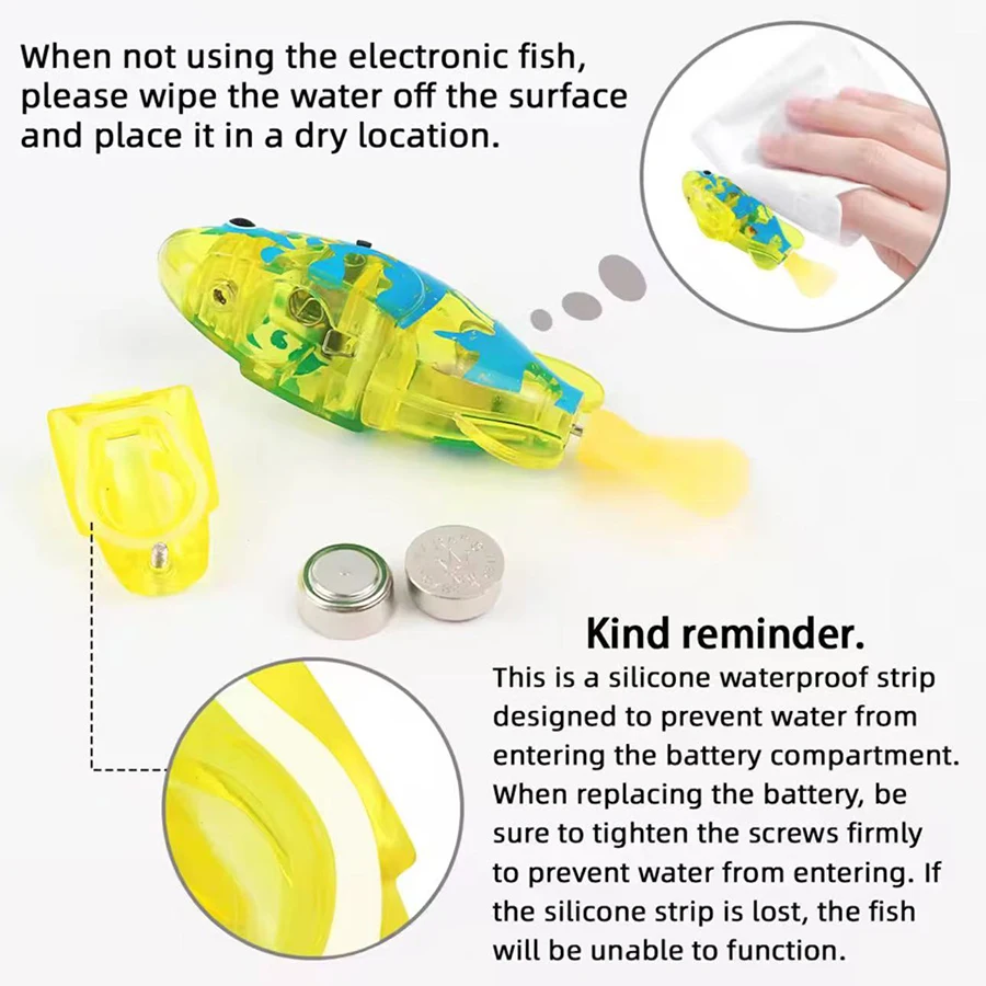 6個入り - 水中で泳ぐプレミアム電子魚のおもちゃ、LEDライトが水で泳ぐのを促進、子供の入浴や水遊びに