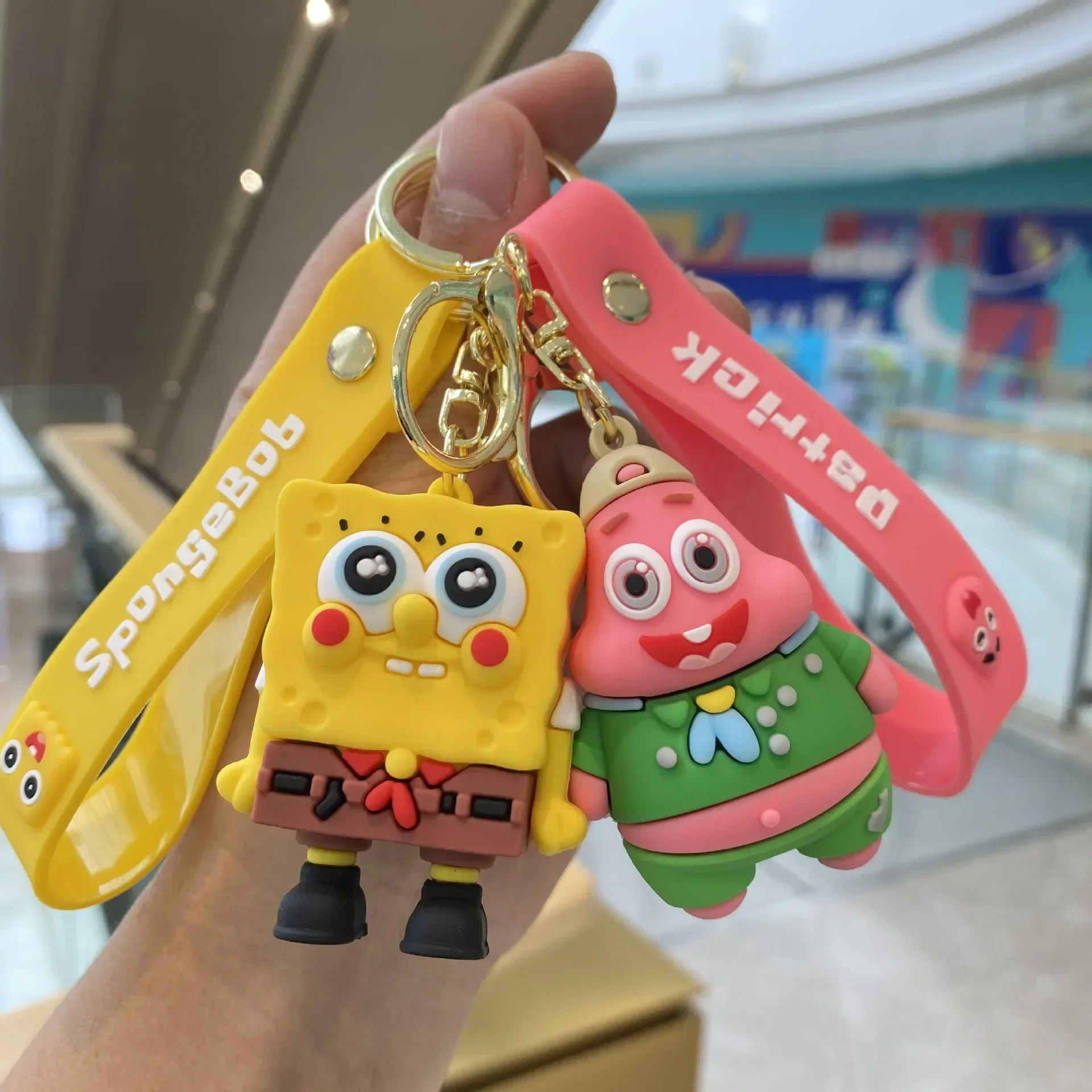 Cute Spongebob Squarepants Cute Anime Keychain Doll Patrick Star Car Key Ring Backpack Pendants Accessories Gifts For Kid