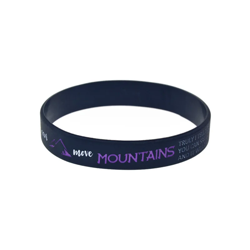 50 Pcs Jesus Silicone Rubber Wristband Matthew 17:20 Faith can move mountains Christian Bracelets Black