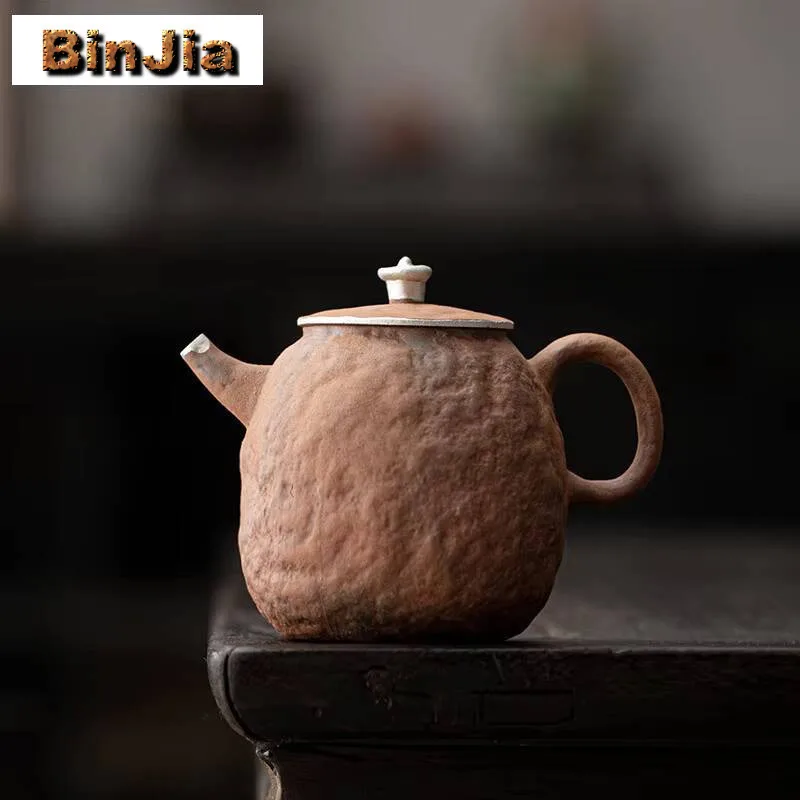 

220 мл позолоченный чайник Sier ручной работы, креативный керамический каменный горшок, чайник для замачивания чая с шариковым фильтром, украшения для церемонии, подарок