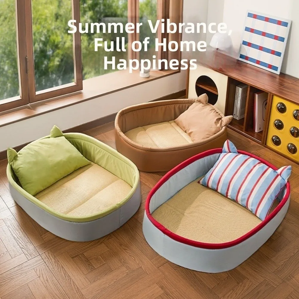 

Gifts Universal Summer Pet Bed with Cooling Mat and Pillow All-season Small Dog Sofa Pet Supplies Foldable Dog Bed