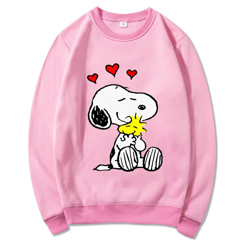 Sudadera con capucha de Snoopy para hombre y mujer, suéter informal de dibujos animados de Anime, cuello redondo, Tops para parejas, primavera y