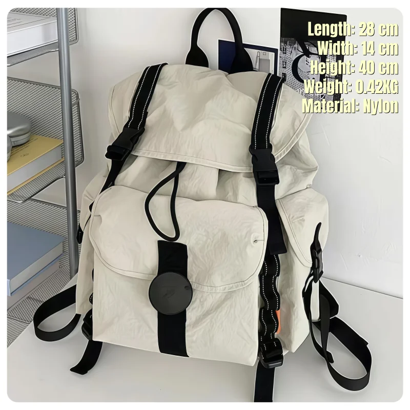 Korean-Style Fashionable, Lightweight, Large-Capacity, Water-Repellent Fabric Travel Outdoor Backpack for Both Men and Women