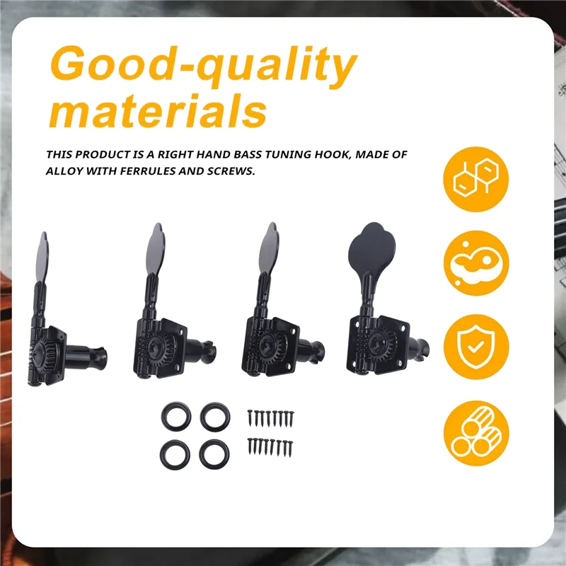 Clavijas de afinación de guitarra AC52-4Pcs, clavija afinadora de bajo eléctrico, clavijas de afinación de engranajes abiertos, cabezales de máquina para Fender Jazz Bass Guitar
