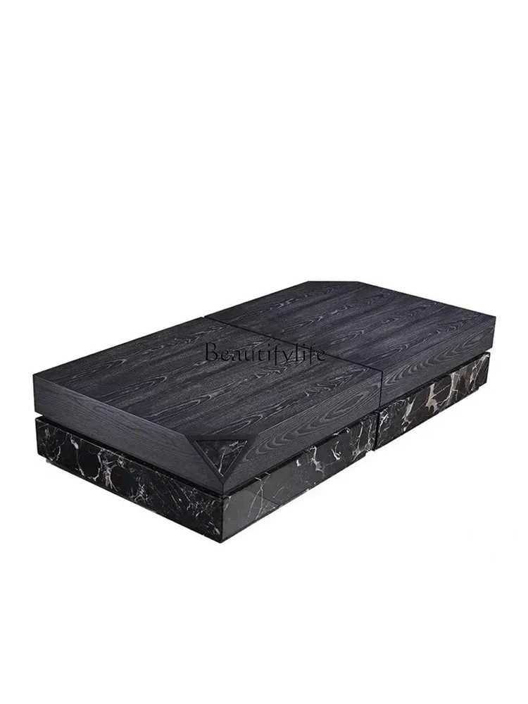 

ld25Medieval natural black rose marble coffee table high-end Italian minimalist rectangular coffee table