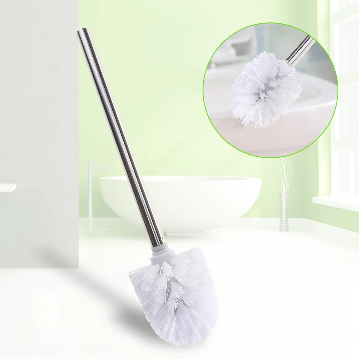 

3 Pcs Washroom Brush Toilet Bowl Cleaners Stainless Steel Cleaning Head WC Bathroom