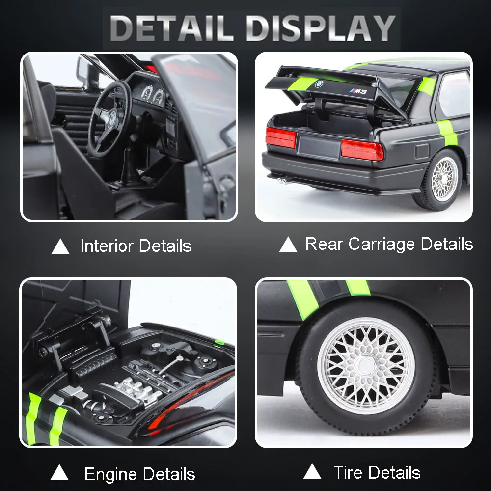 合金ダイキャストカーモデル,花柄,車のおもちゃ,前輪が開いている,ステアリング音,ライトバックプル,ギフト,装飾品,1:24,m3