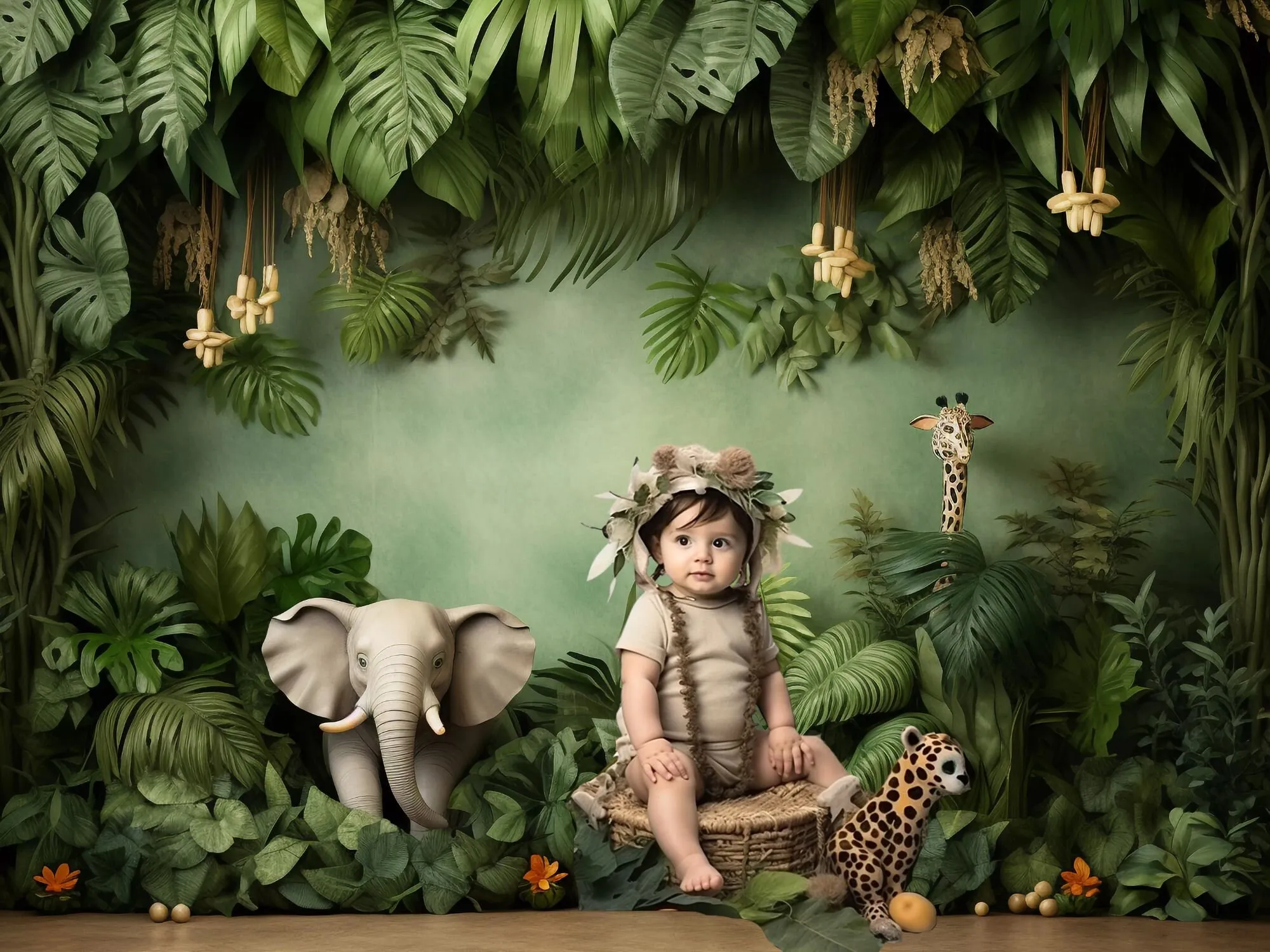 Mehofond Photography Background Tropical Jungle Safari Animals Kids Birthday Cake Smash Portrait Decor Backdrop Photo Studio