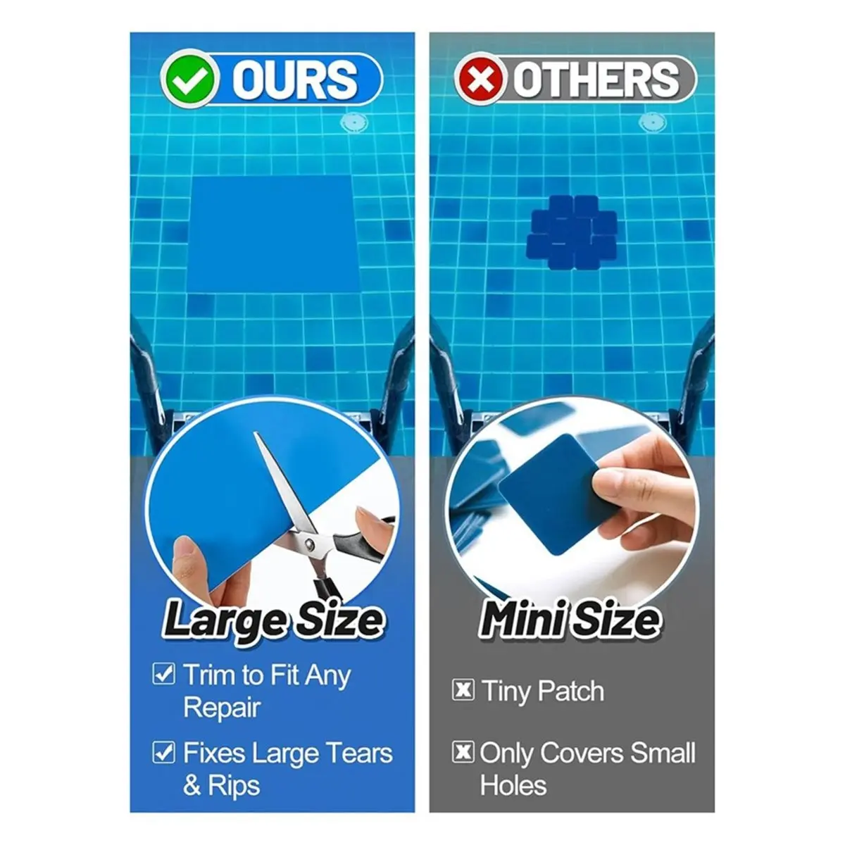 2026 New 4ft X 2.8ft Exlarge Pool Liner Repair Patch - Self-Adhesive Vinyl Patch Kit for in-Ground or Above Ground Pools