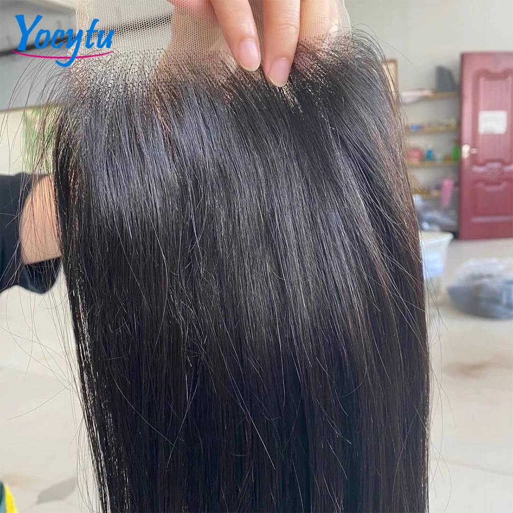 YOCYTU 5X5 Straight Human Hair Closure Transparent Lace Closure Only Brazilian Straight Human Hair Natural Color Straight Hair Closure 3-5 Days Fast