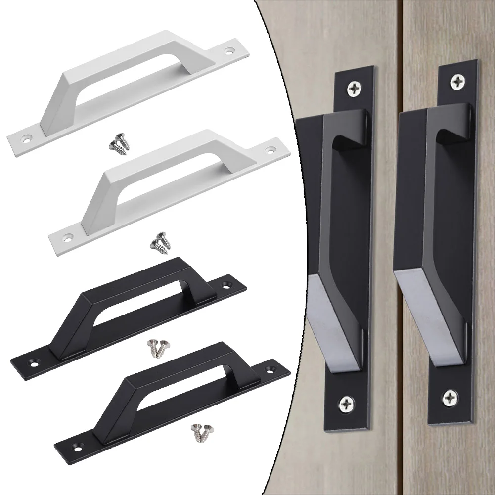 

Heavy Duty Handle Barn Door Handle Aluminum Alloy Pull Handle Black Iron Handle Aluminum Alloy Material Easy To Install Design