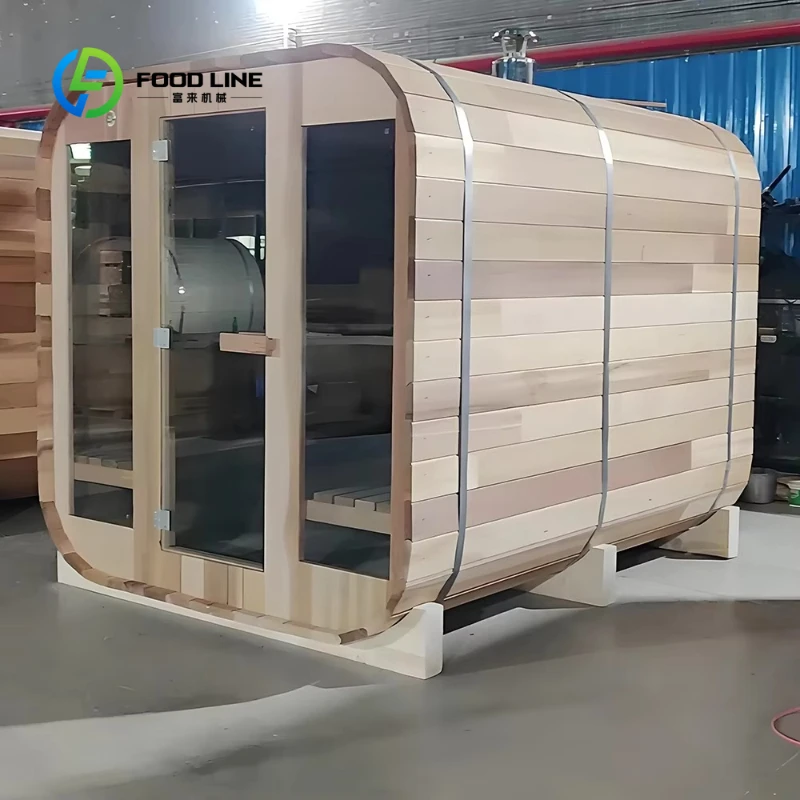 Customized Red Cedar Cube Outdoor 1-2 Person Sauna Room Garden Outdoor Sauna Cabin Hemlock Wood Wood Dry Sauna House
