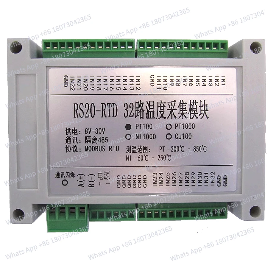 

32-channel Platinum Thermal Resistance PT100 Temperature Acquisition Module PT1000 To RS485 Transmitter