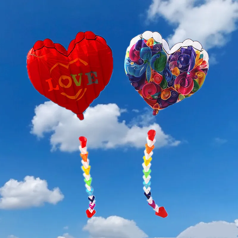 

Large inflatable kites heart kites flying nylon fabric kite weifang kite street toys big kites for adult winter parachute fun