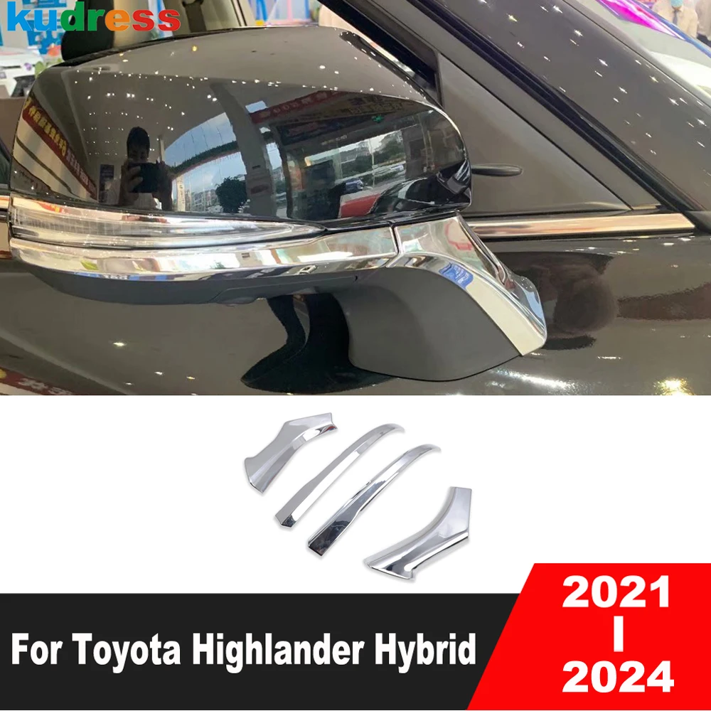 For Toyota Highlander Hybrid 2021-2023 2024 Chrome Rearview Mirror Cover Trim Side Mirrors Molding Garnish Strip Car Accessories