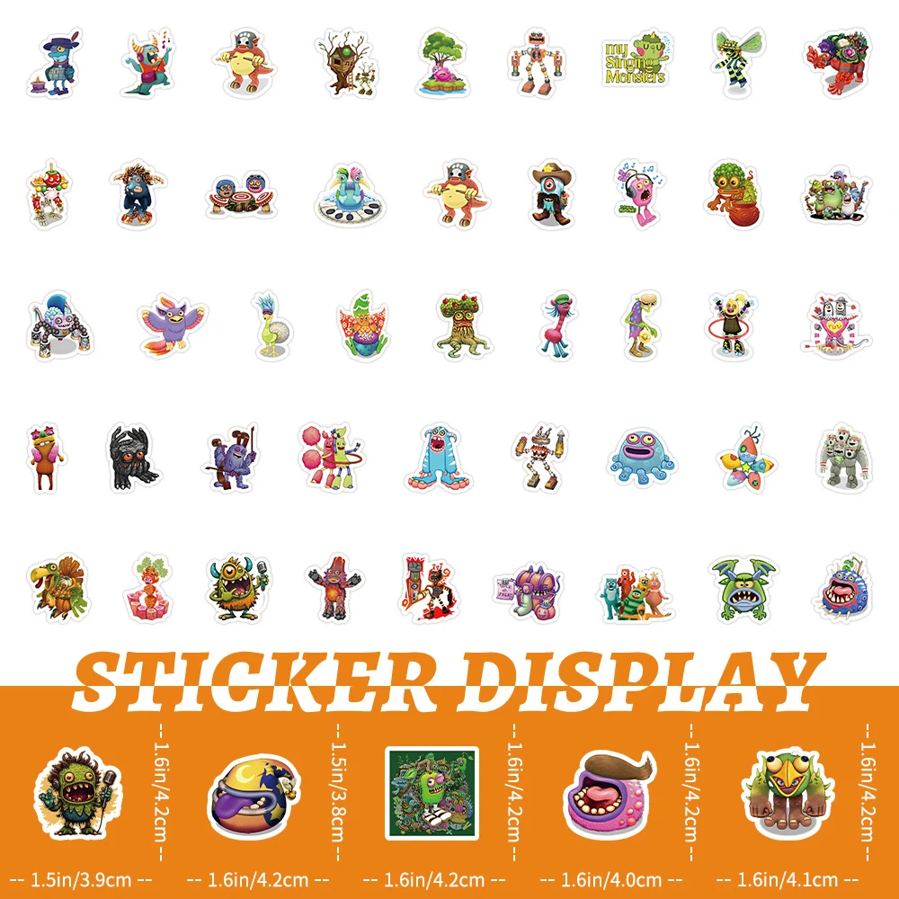 10/30/50/100pcs Game My Singing Monster Cartoon Stickers Decals Kids Toys Graffiti Laptop Phone Skateboard Bike Cute Sticker Pac