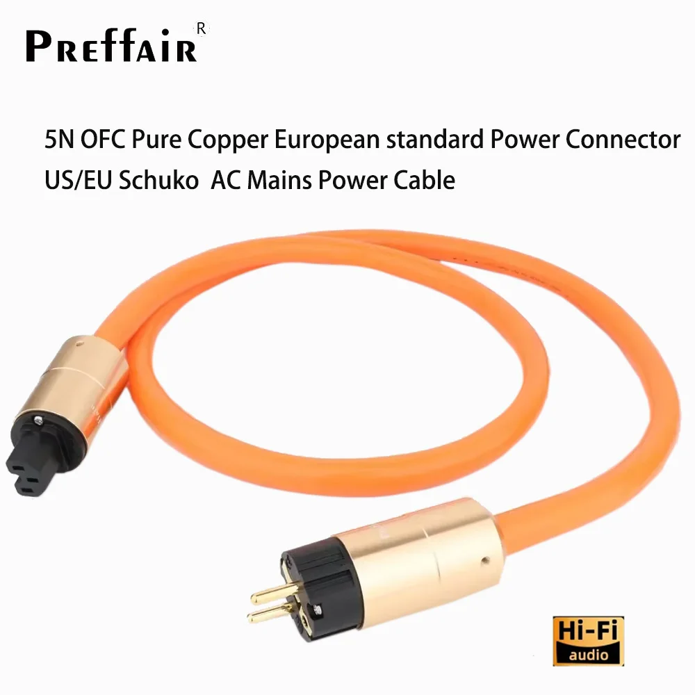 

Hifi Preffair D505 5N OFC Pure Copper European standard Power Connector US/EU Schuko Power Cord AC Mains Power Cable Pow