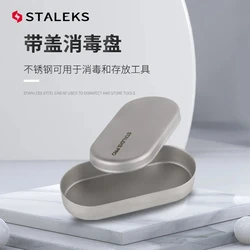 STALEKS LE-20-1 Stainless Steel Nail Tools Disinfection Tray Manicure Drill Holder Polishing Head Earring Jewelry Storage Box