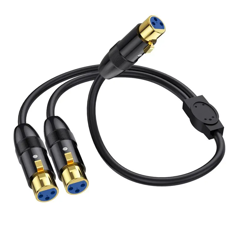 Carcasa de Metal de cobre puro 1/2 en forma de Y, mezclador de micrófono macho Y hembra, amplificador, Cable de Audio XLR M-2F/F-2M/3M/3F, chapado en oro