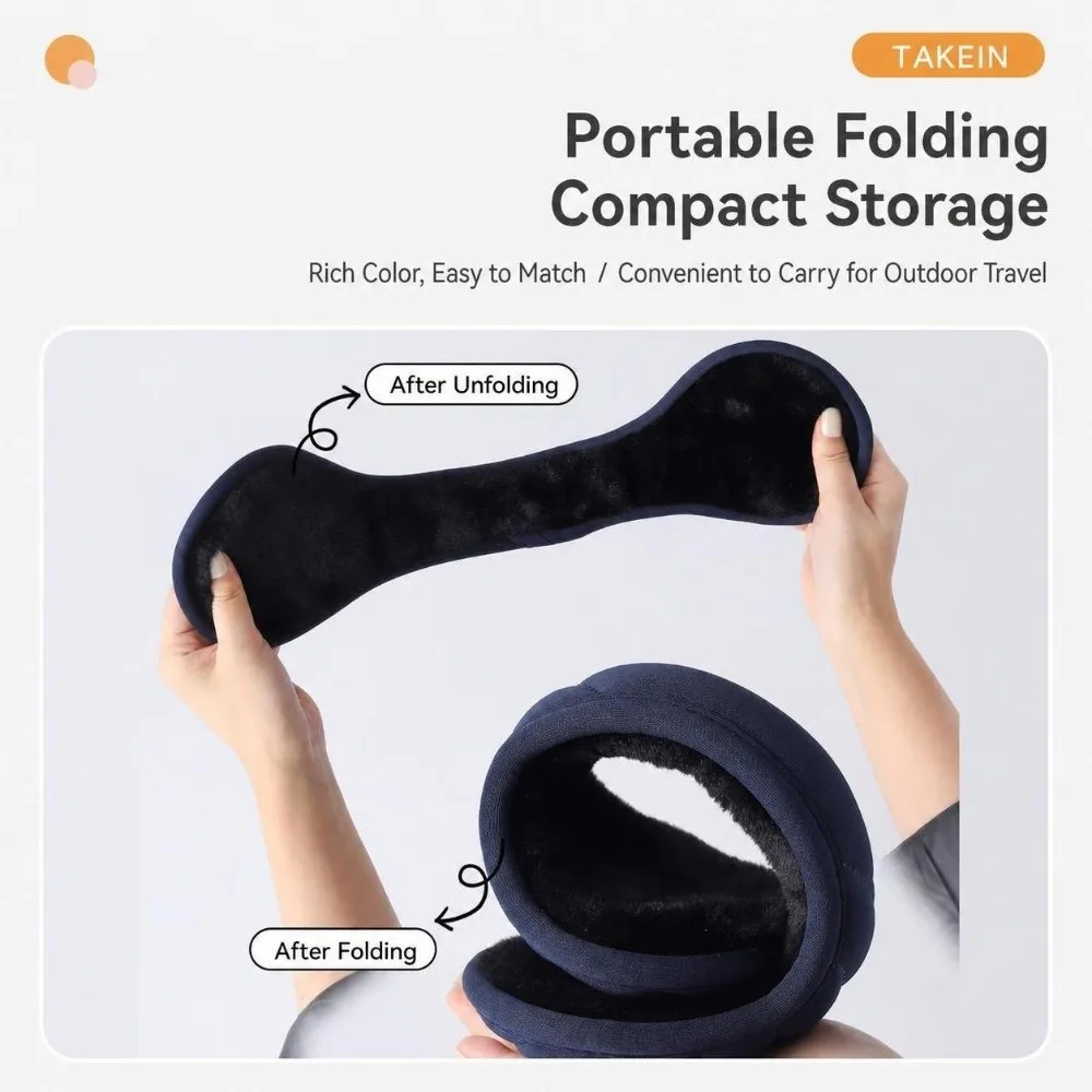Thick Lined Winter Earmuffs Lightweight Fold Soft Foldable Ear Warmers Collapsible Windproof Ear Covers For Cycling Commuting