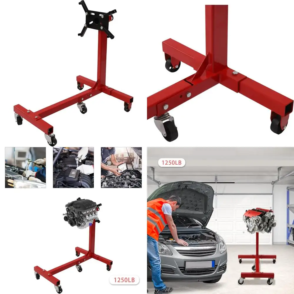 

1250 lbs Capacity Steel Folding Engine Stand with 360-Degree Swivel Head and Motor Hoist Dolly Mover Jack
