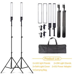 Photography Lighting Stick, LED Video Light Kit with Stand Dimmable Bi-color 3200-5500K for Live Streaming Portrait Vlog, 50W