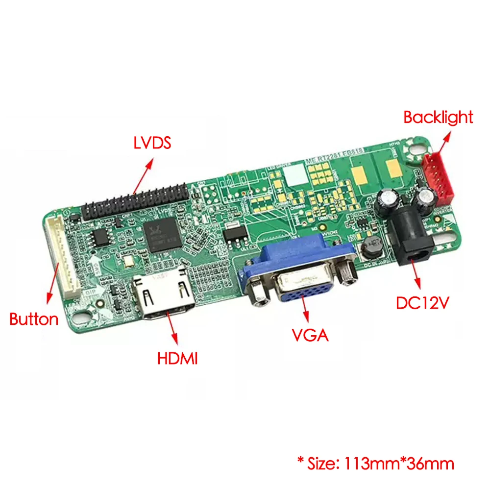 LCD Controller board for 10.1 inch 1280*800 HSD101PWW2 LVDS 30PIN 0.5mm FPC FFC HDMI+VGA DIY Display monitor panel Driver board