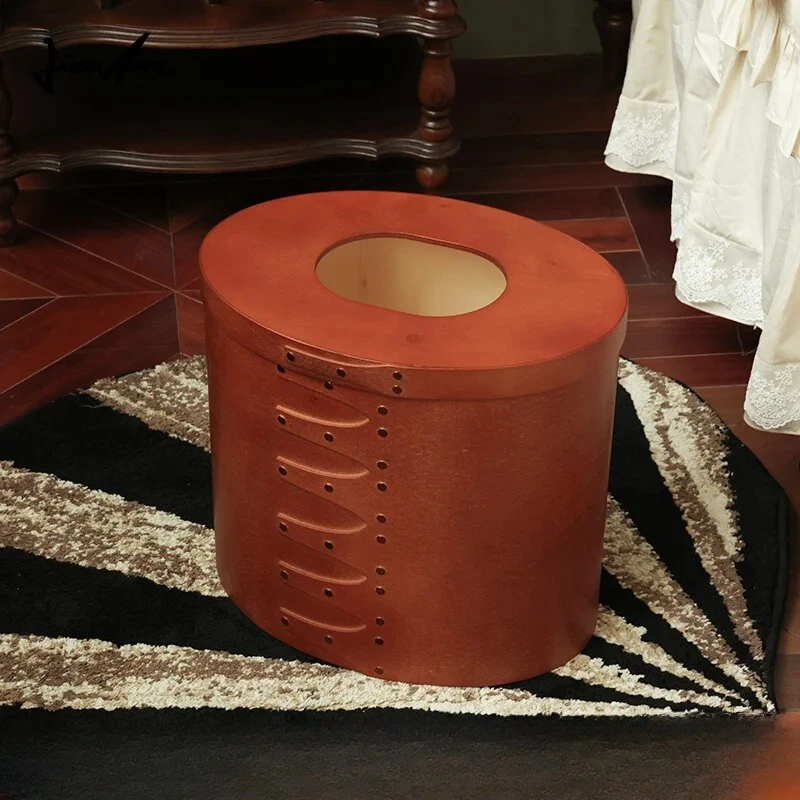 

Handcrafted Retro Wooden Trash Bin, Nordic Desktop Ornament Box, Small Tissue Case, Office Desk Organizer for Decor and Storage