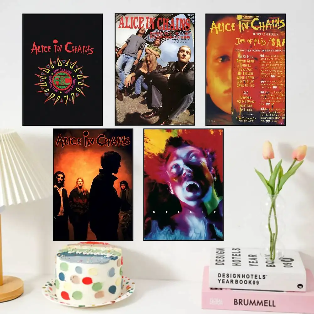 Band B-Alice In Chains-S Posters Living Room Bar Cafe Quality Canvas Vintage Style Comics Painting Art Home Wall Decor Picture