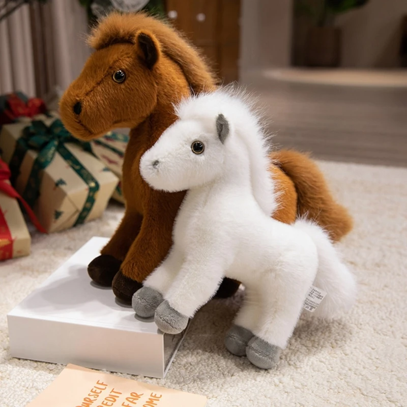 QX2D Horse Year Plush Animal Horse Auspicious Symbol Soft Stuffed Animals Toy For Home Office Decoration And Good Luck Gift