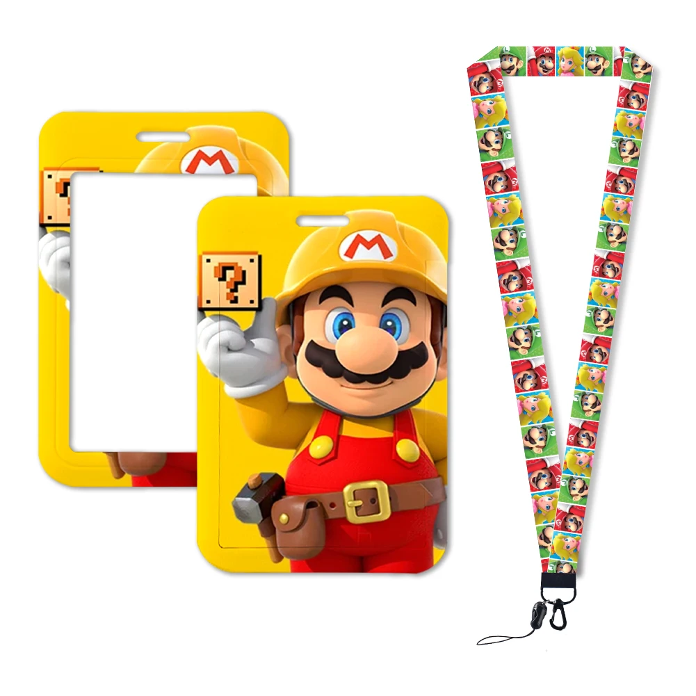 Porte-cartes de dessin animé mignon Mario Anime, porte-badge pour enfants, manches de carte d'identité, lanière de jeu de connaissance, étudiant Kawaii, campus, chaud