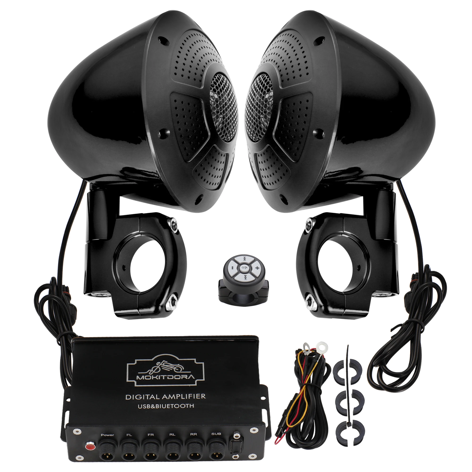 

Motorcycle Bluetooth Amplifier & Speakers 1000W 4-Channel Full Range Stereo Audio for Harley ATV UTV Boat Custom Touring Cruiser